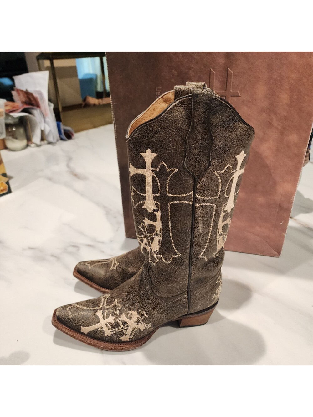Circle G by Corral L5038 Cross Embroidered Western Boots cowboy 7.5 in box